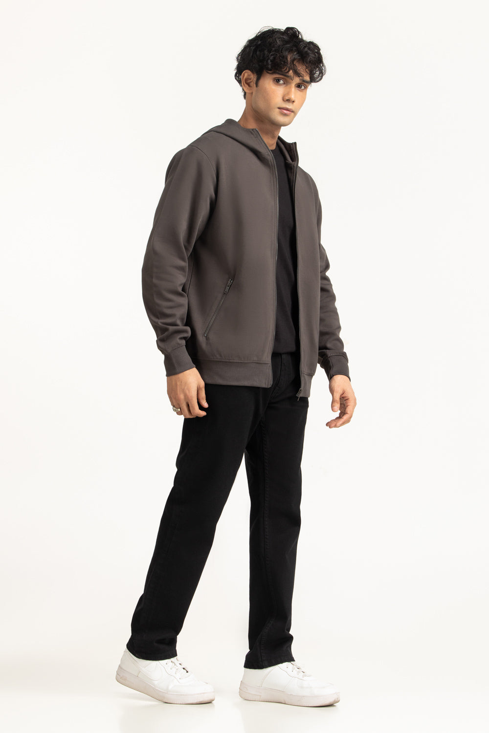 Regular Fit Hooded Zipper