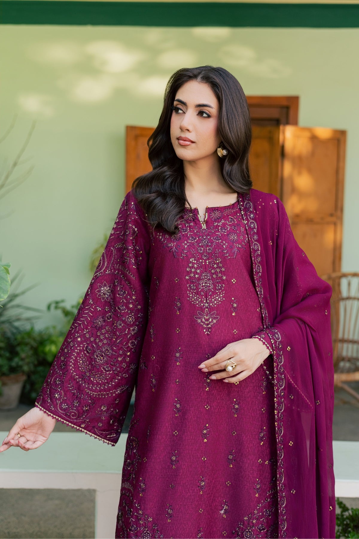 Scotland 3Pc - Embroidered Karandi Pret