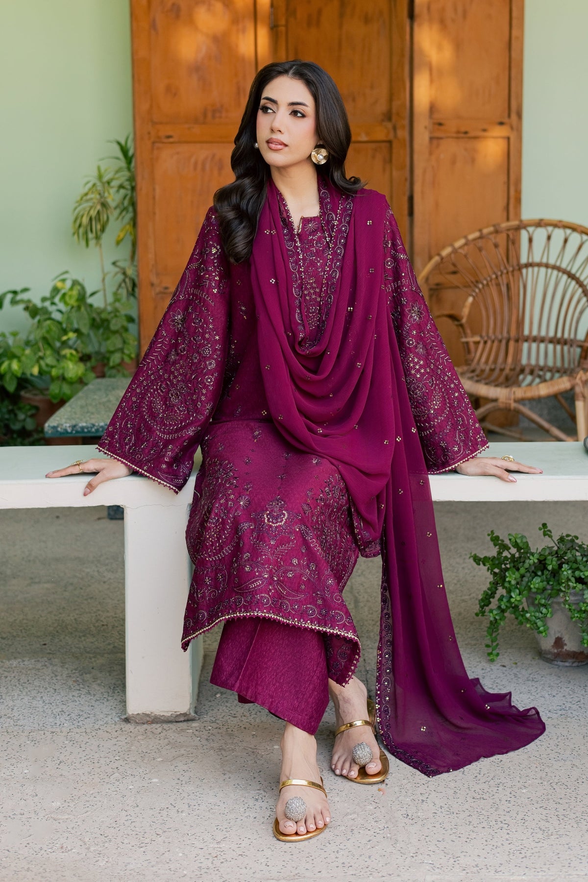 Scotland 3Pc - Embroidered Karandi Pret