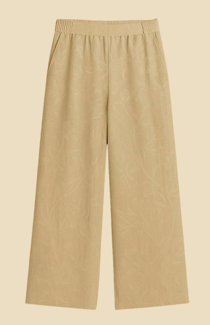 Self Printed Khaki Linen Pants - Limited Edition