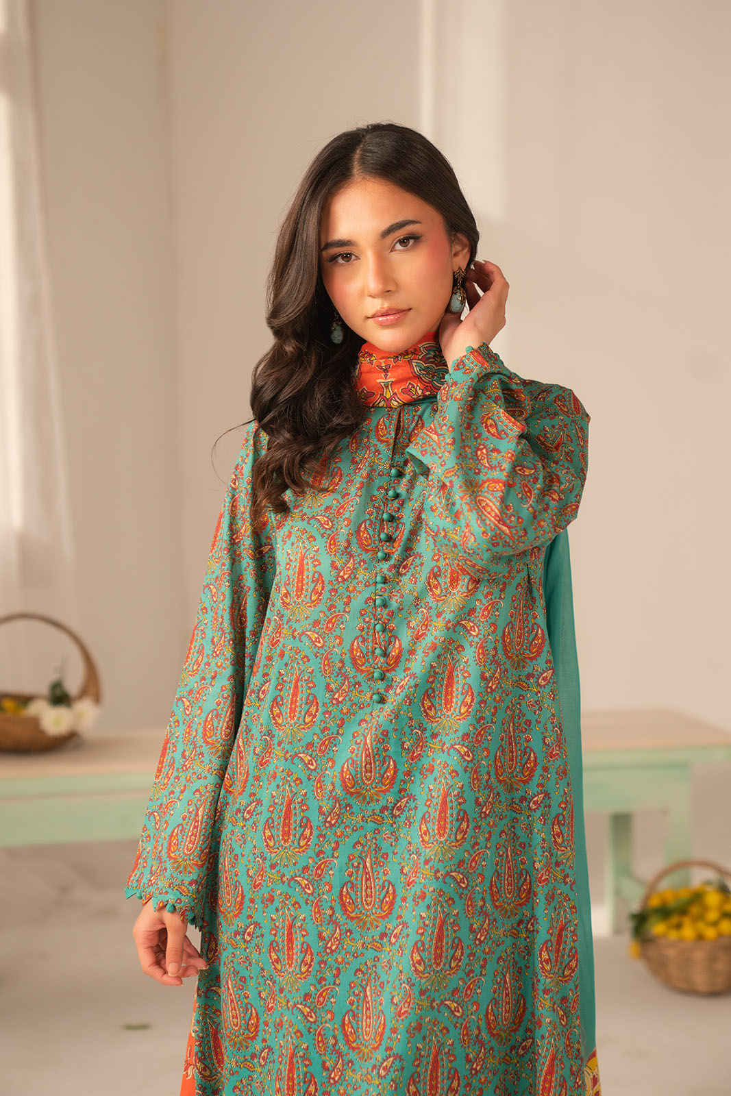 3 Piece Printed Lawn Printed Unstitched Suit (UC0118)