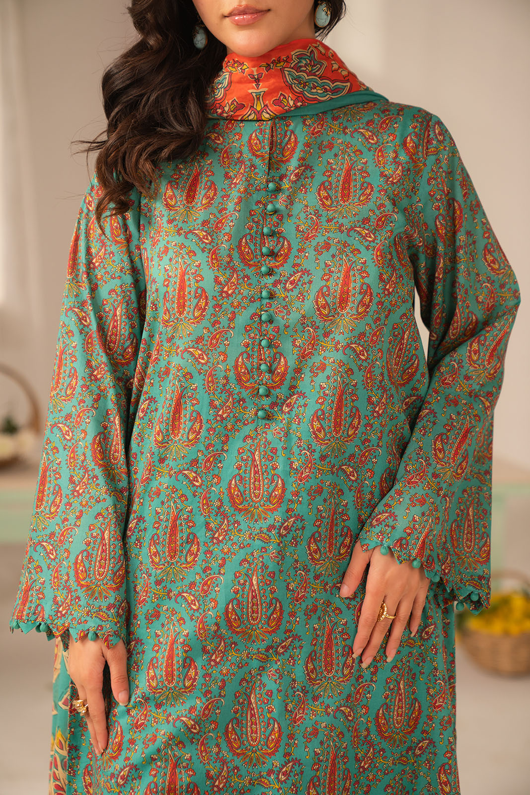 3 Piece Printed Lawn Printed Unstitched Suit (UC0118)