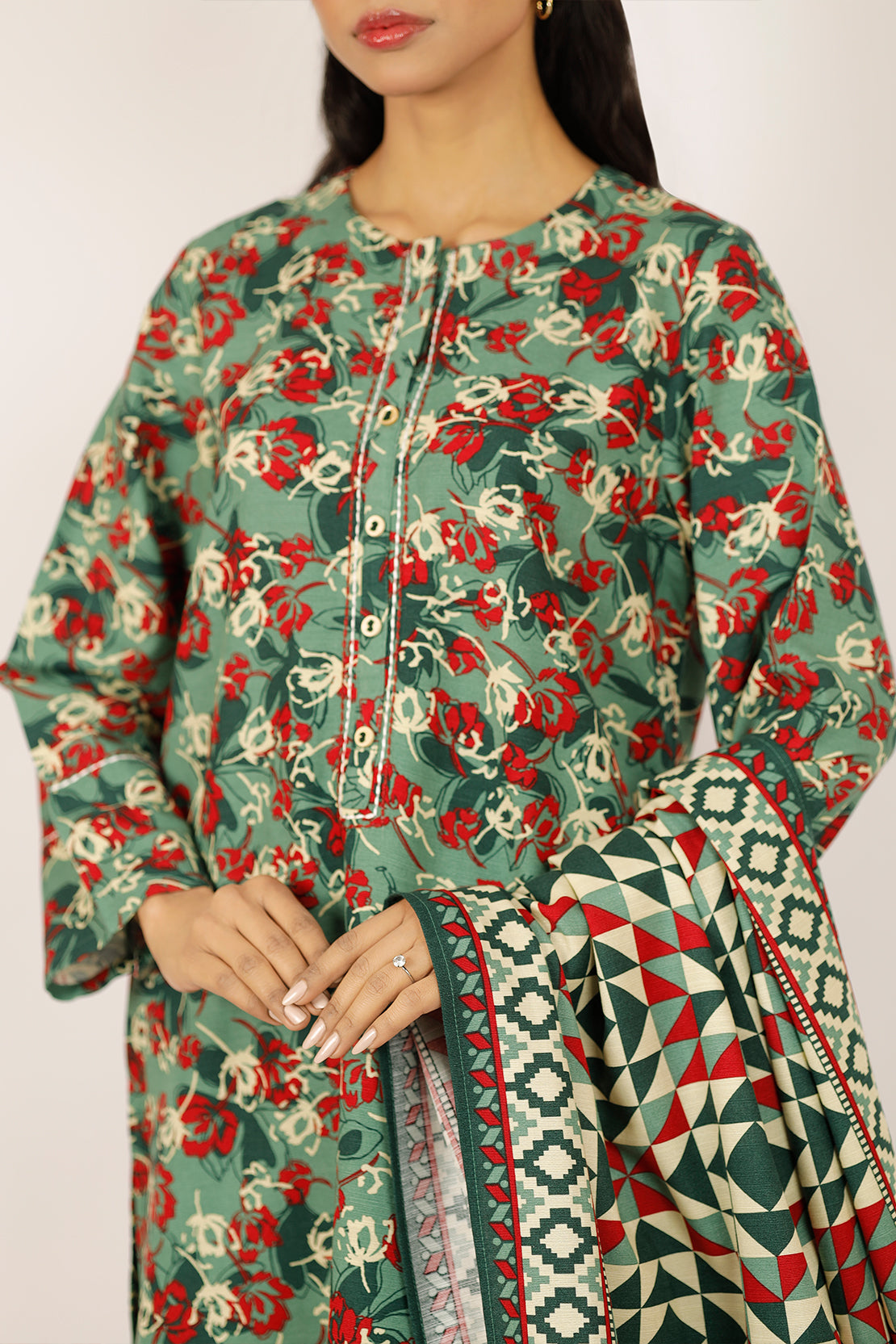 Printed Khaddar Stitched Shirt73174