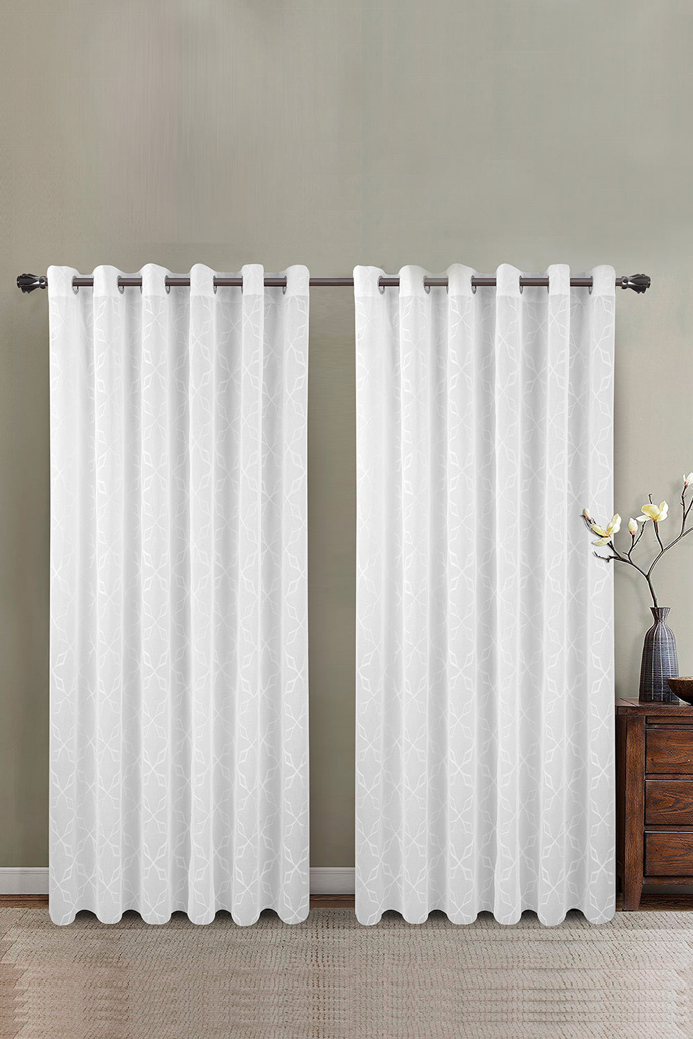 Star White Embroidered Curtain