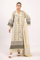 3 Piece Printed Lurex Jacquard Suit With Stripe Dupatta