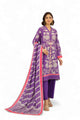 3 Piece Printed Stripe Khaddar Suit With Dupatta