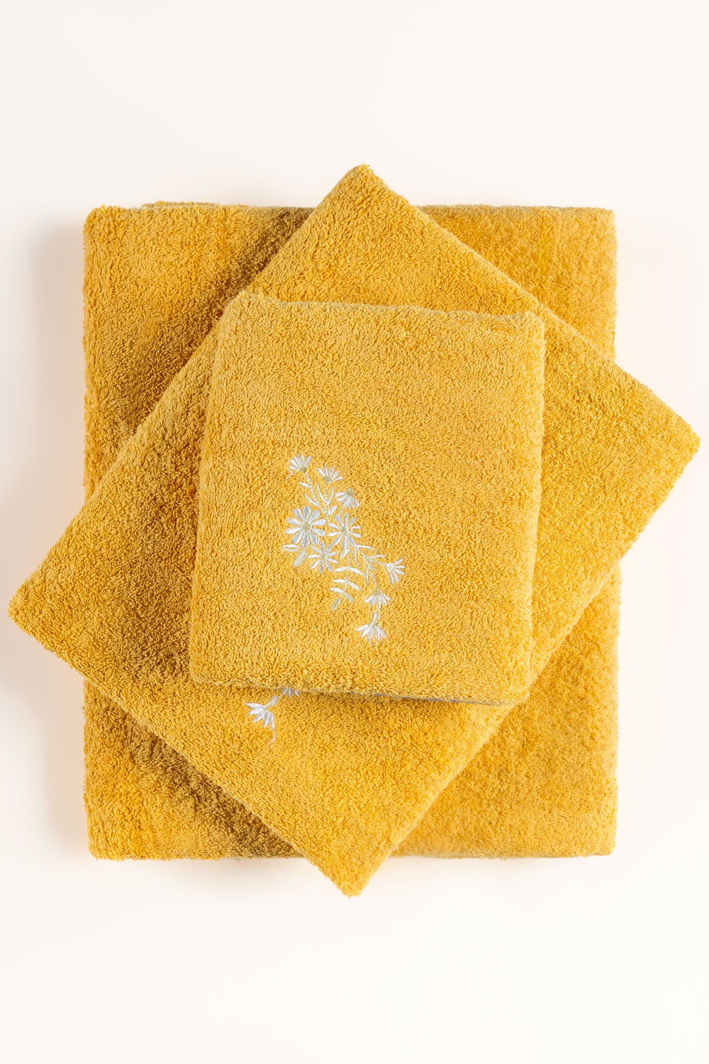 Sun Flower 3Pcs Embroidered Towel Set