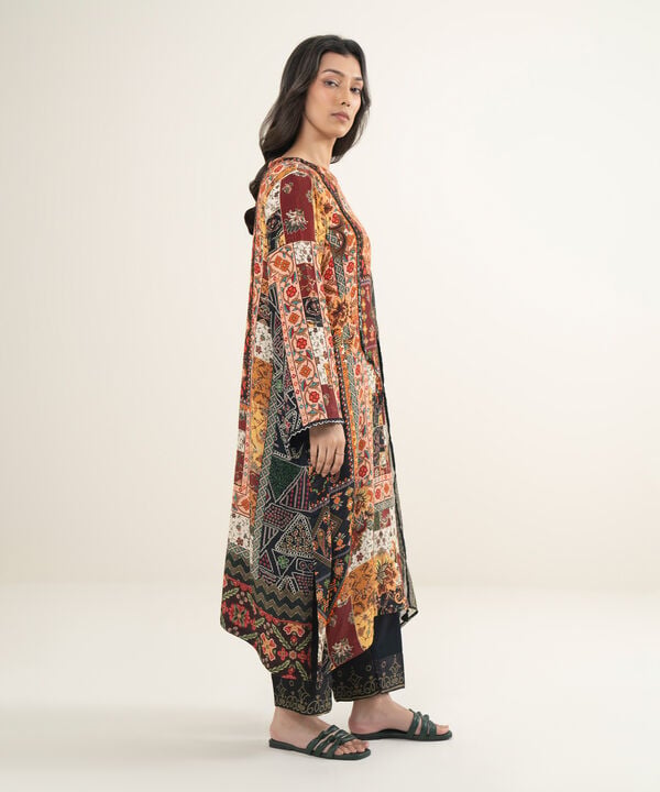 3 Piece - Printed Silk Suit