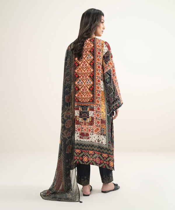 3 Piece - Printed Silk Suit