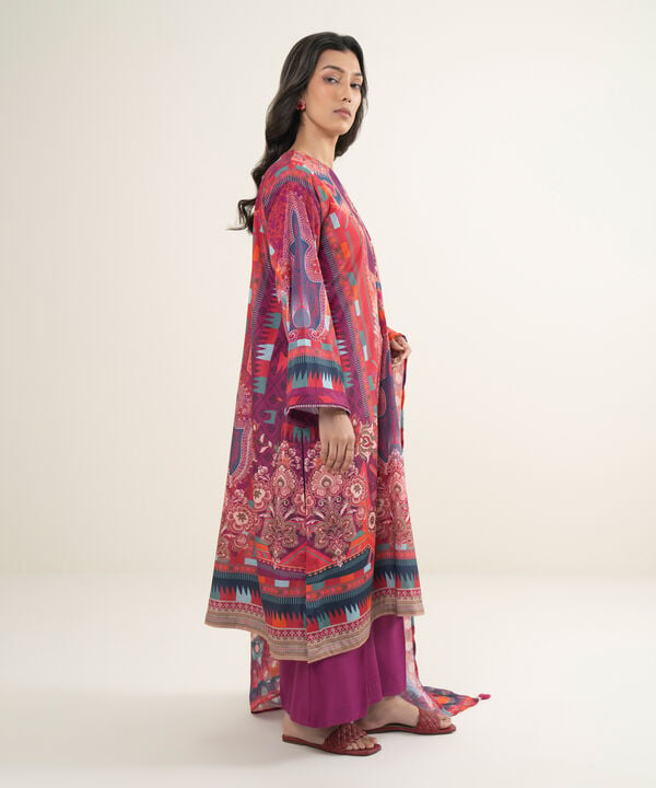 3 Piece - Printed Silk Suit