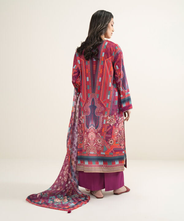 3 Piece - Printed Silk Suit