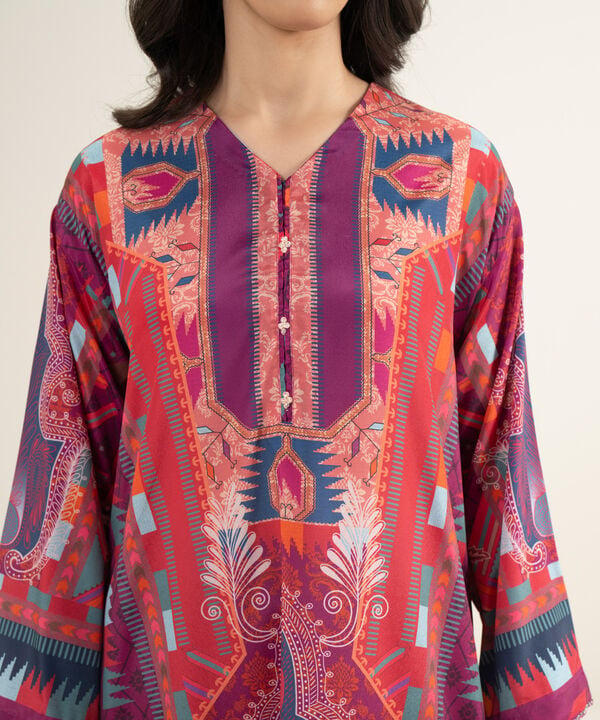 3 Piece - Printed Silk Suit