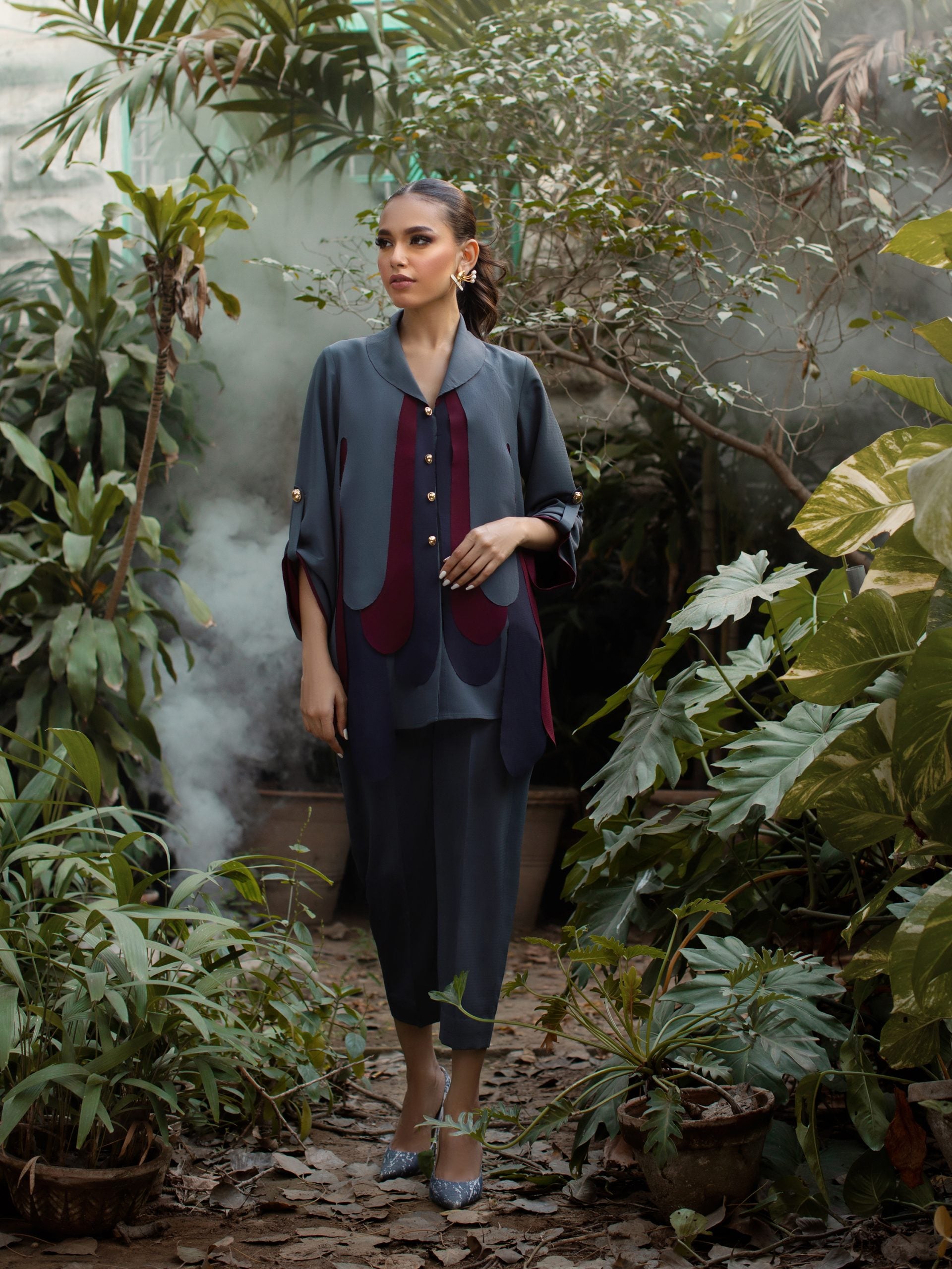 Amelia - Grey, Maroon &amp;amp; Navy