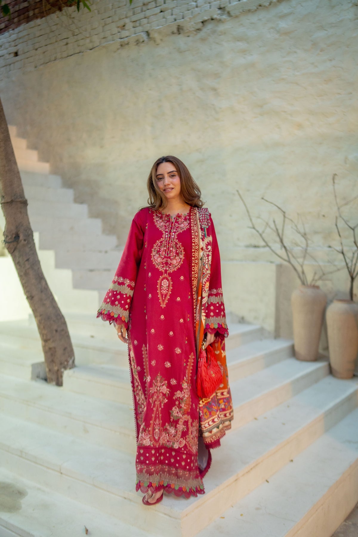 Rs 19500 Aneelas Stitched Luxury Twill Emb 3pc Print Shawl [WLUX-26-19] [Est. Dispatch Time 2.5 Month]