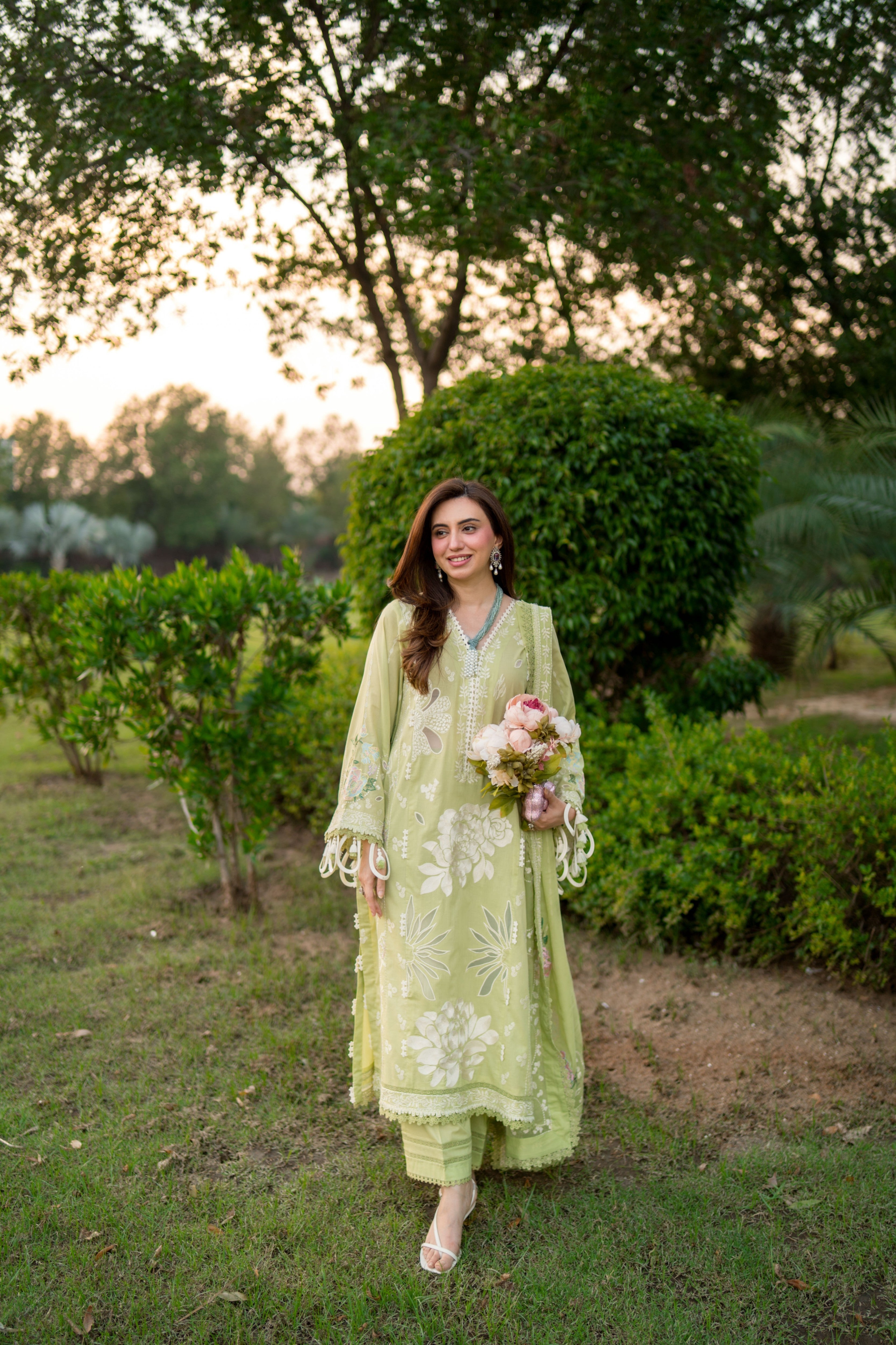 Aneelas Luxury Lawn Emb 3pc Chiffon Duppata [LUX-26-55-A] [Dispatch Time 2.5 Months]