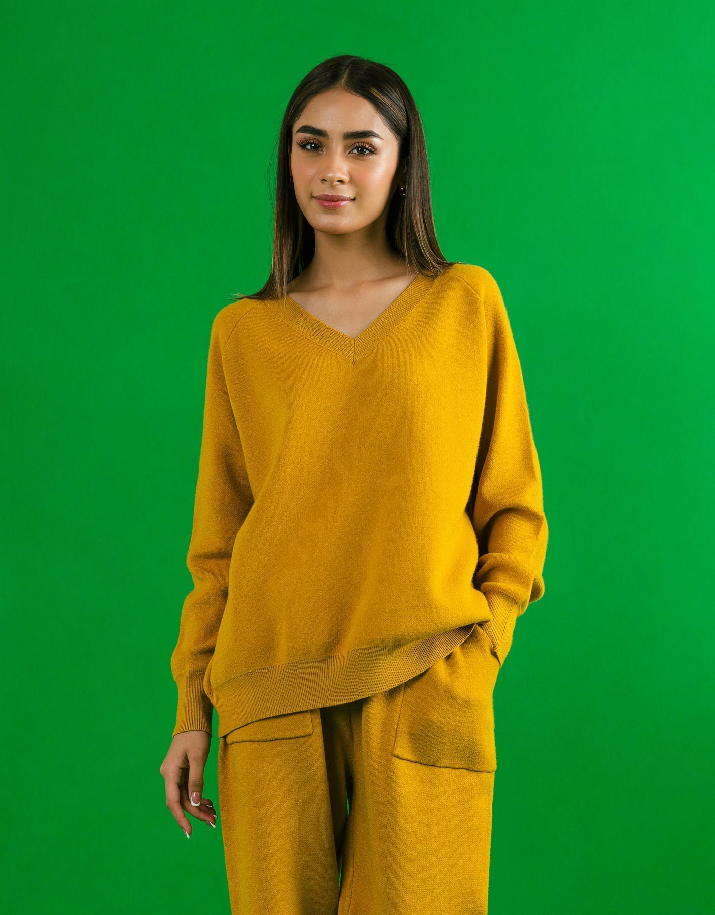 Solid Coloured Knitted Sweater