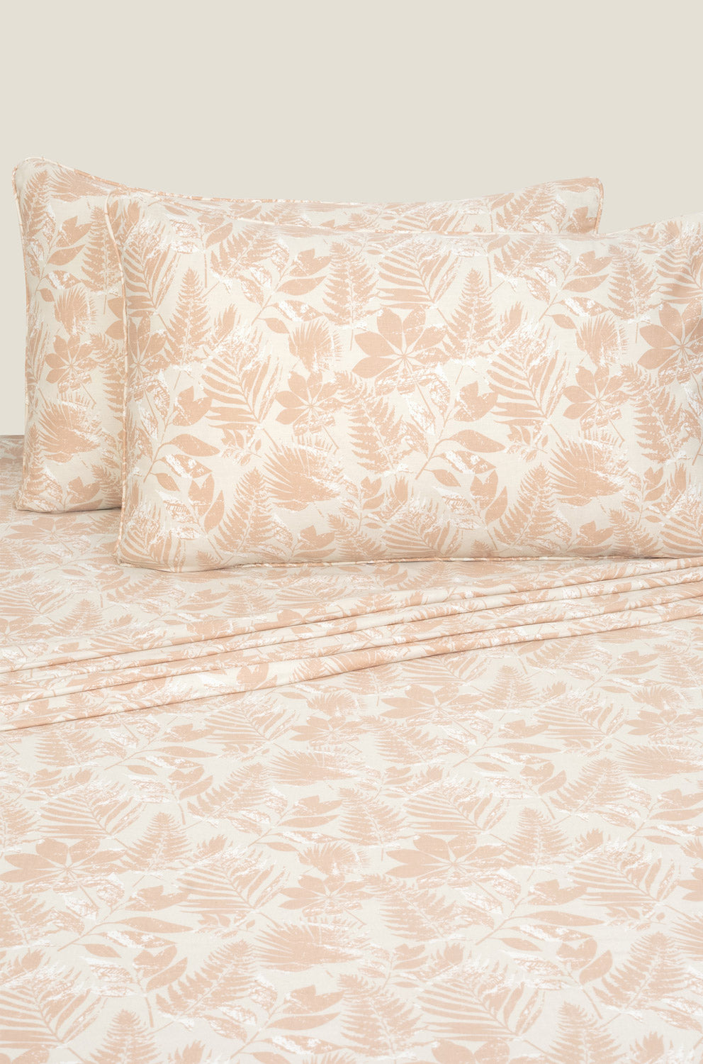 Tan Leaves T-200 Bed Sheet Set