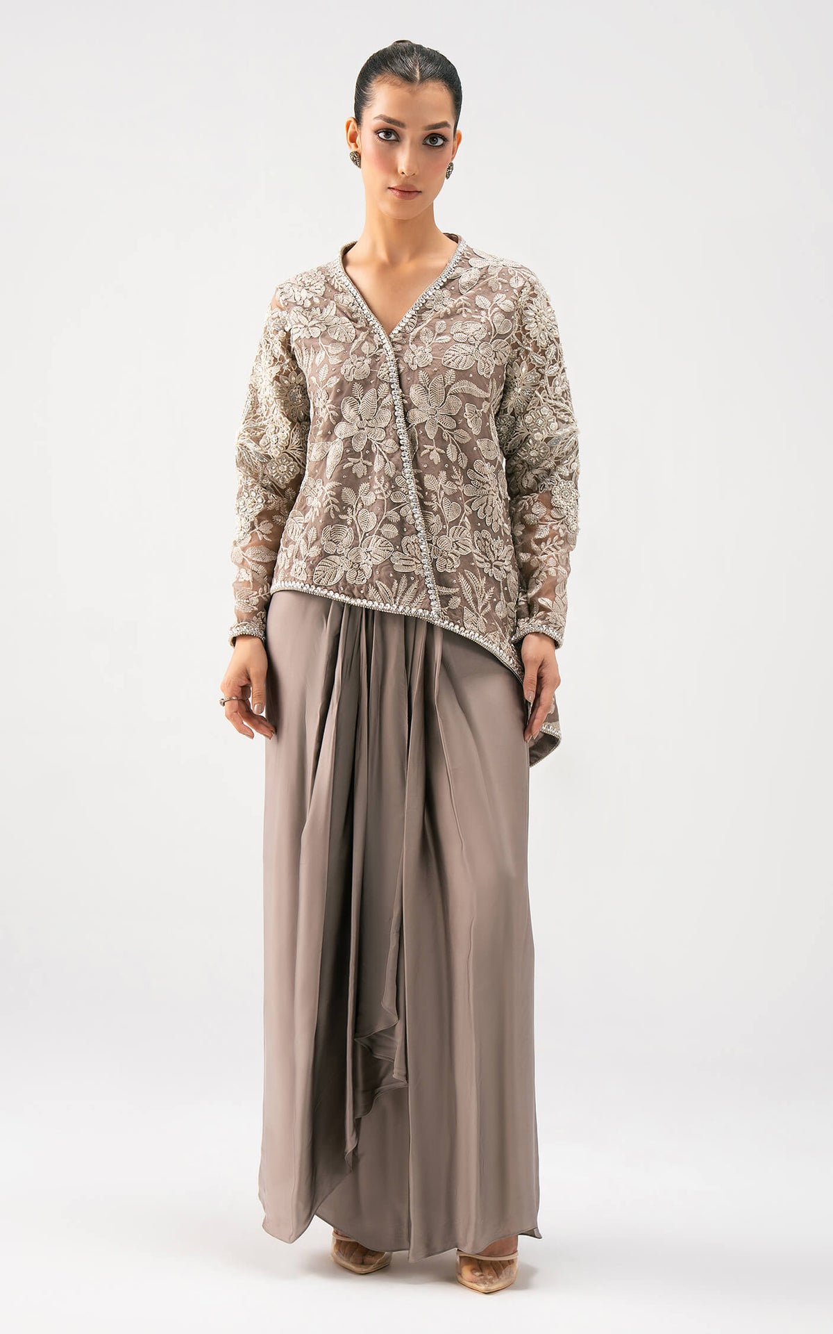 Taupe Bloom Drape Set