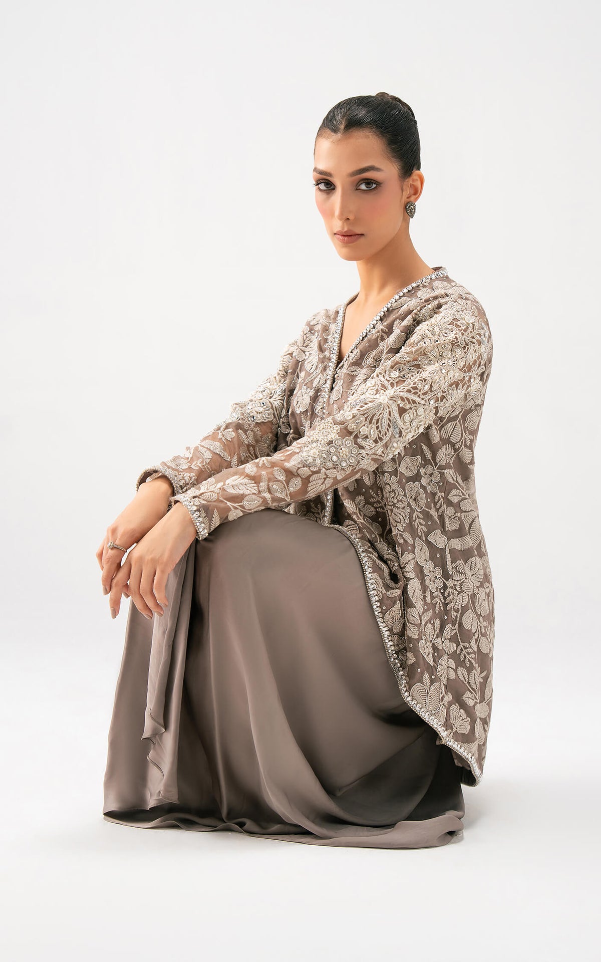 Taupe Bloom Drape Set