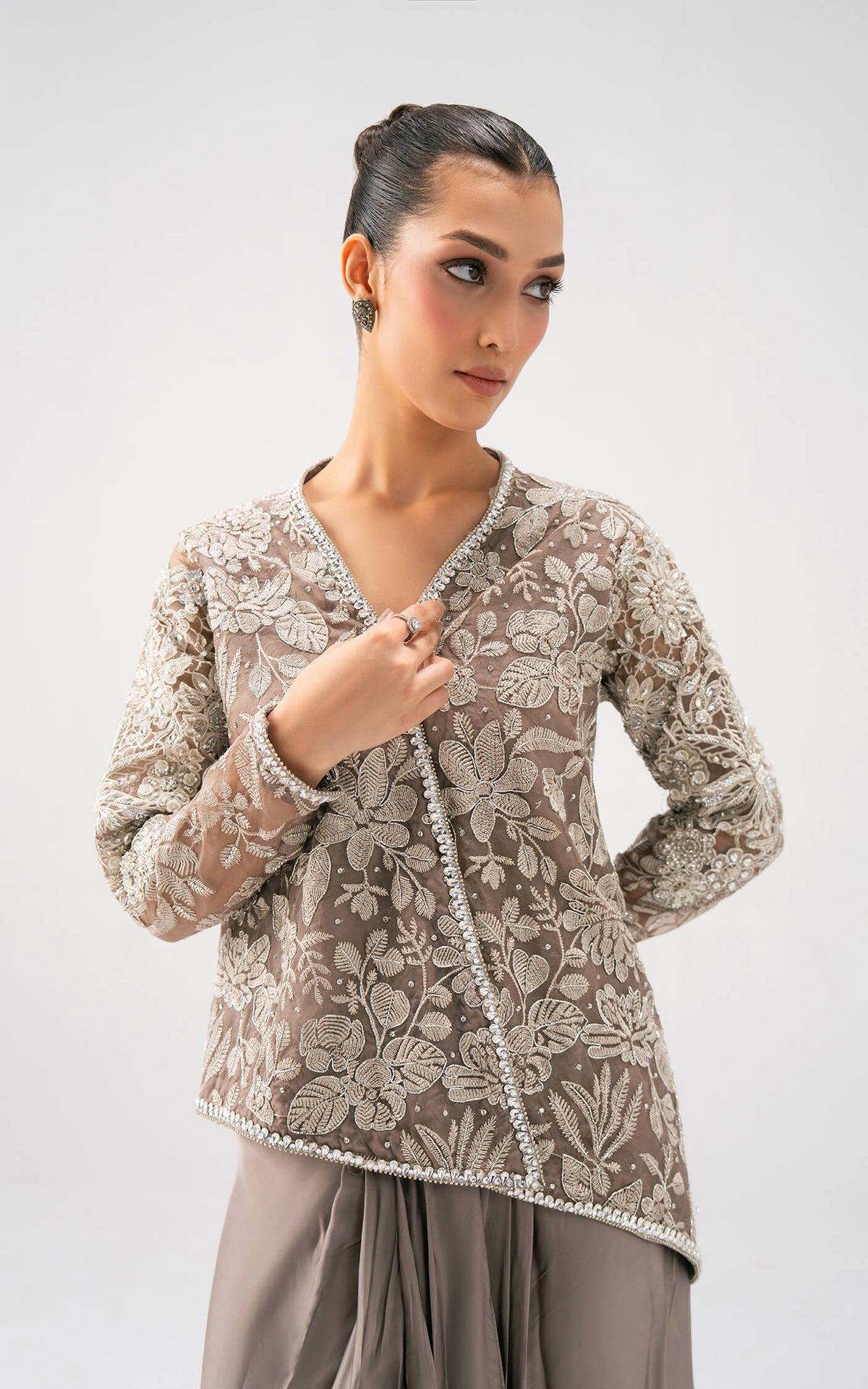 Taupe Bloom Drape Set