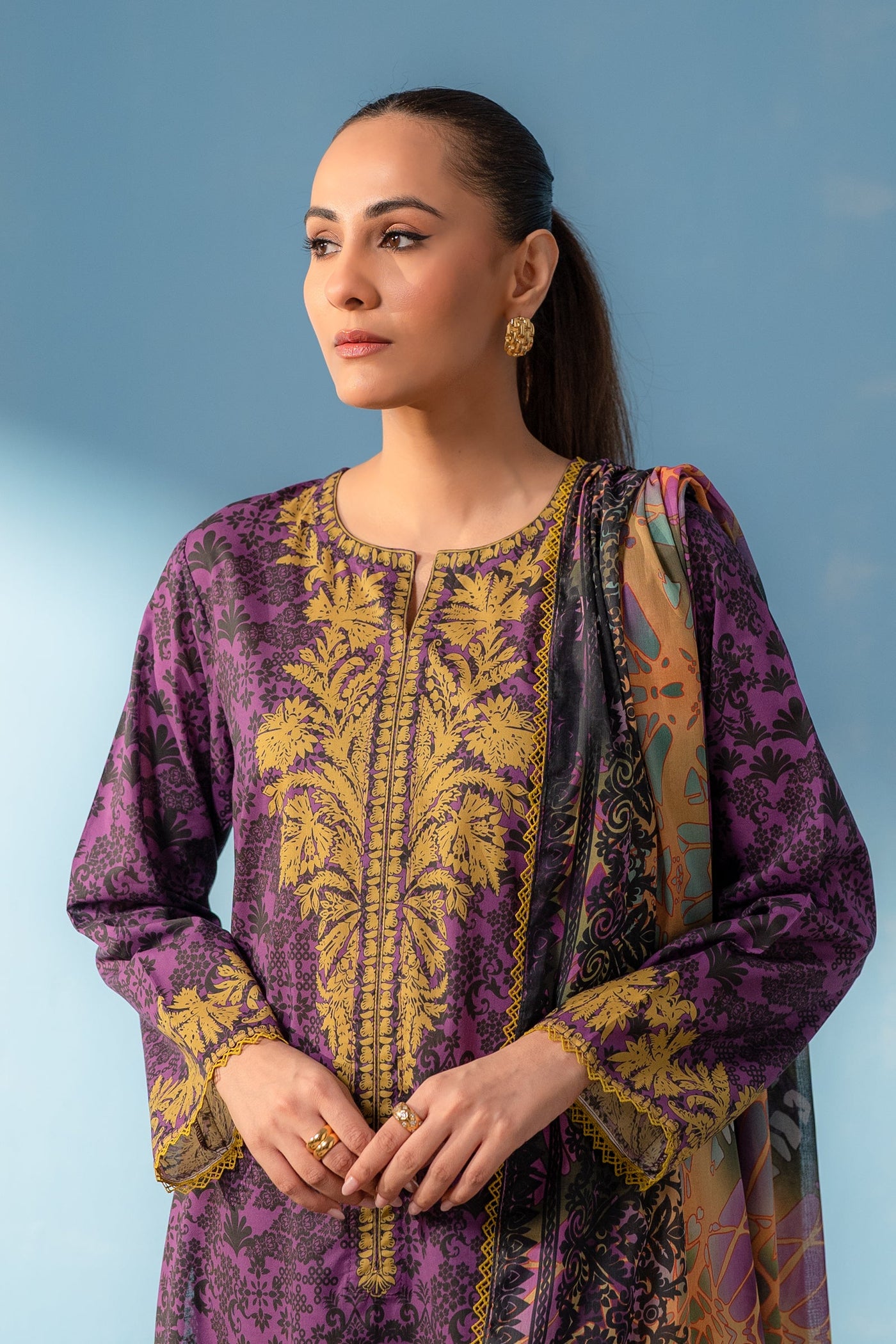 3 Piece Embroidered Net Suit