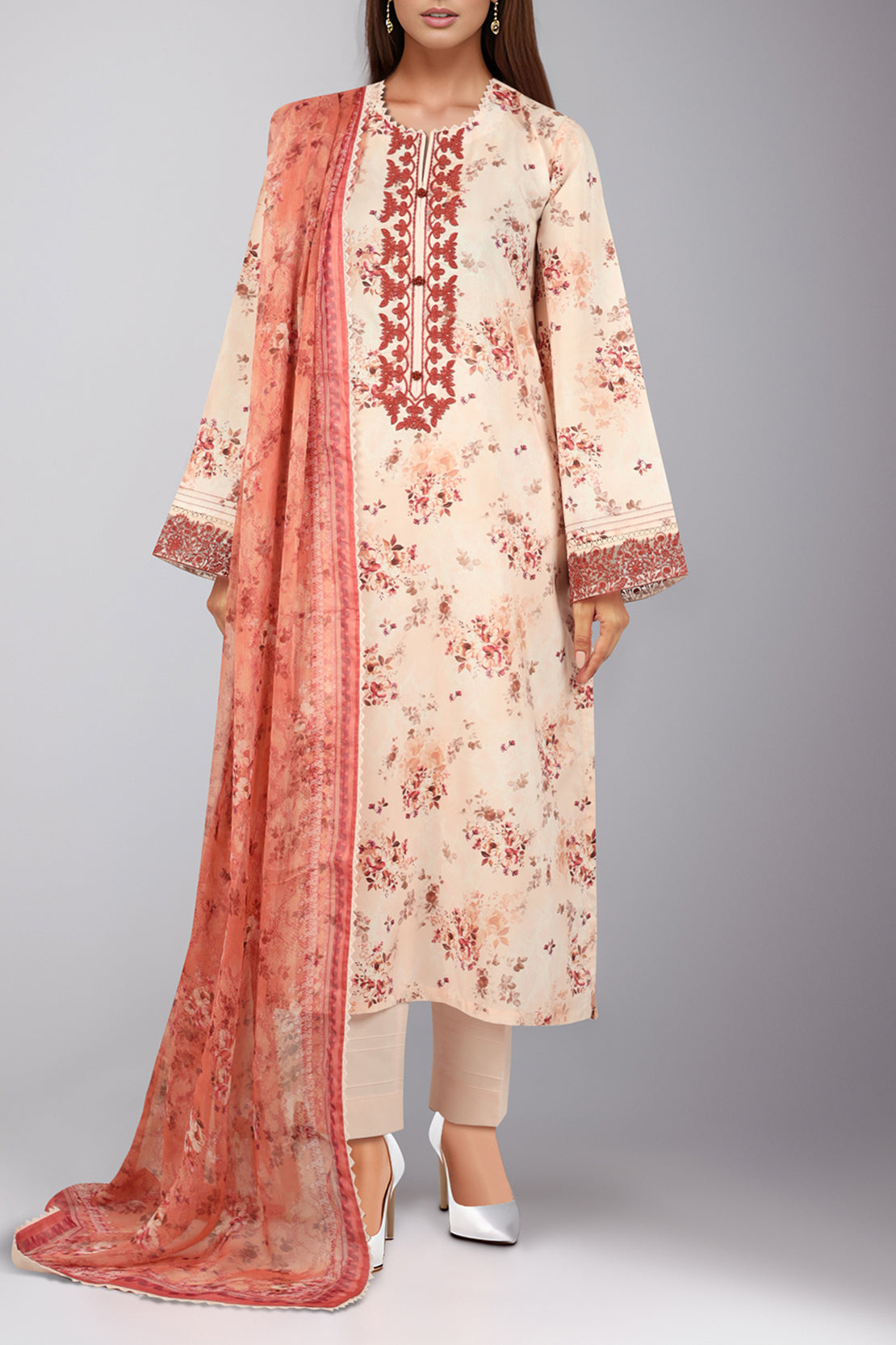 Unstitched Printed Embroidered Lawn 2 Piece (Shirt/Dupatta)58404