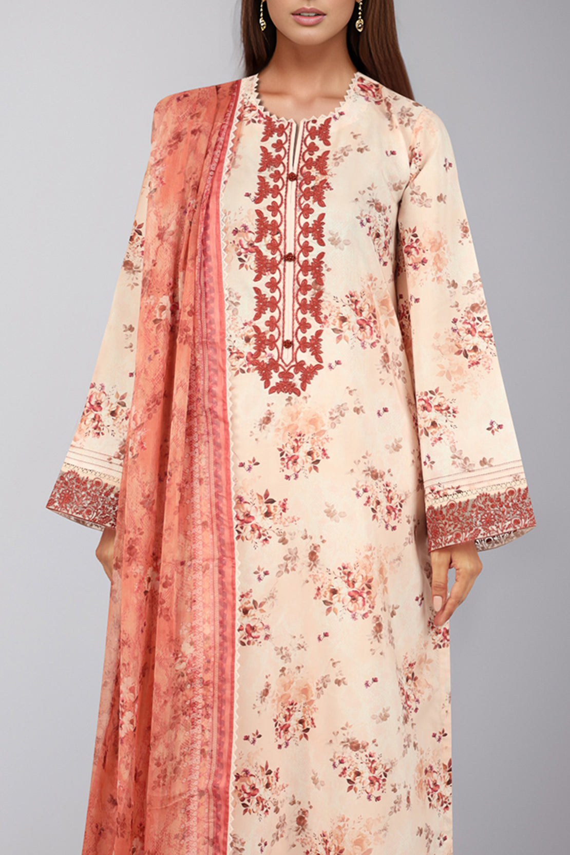 Unstitched Printed Embroidered Lawn 2 Piece (Shirt/Dupatta)58404