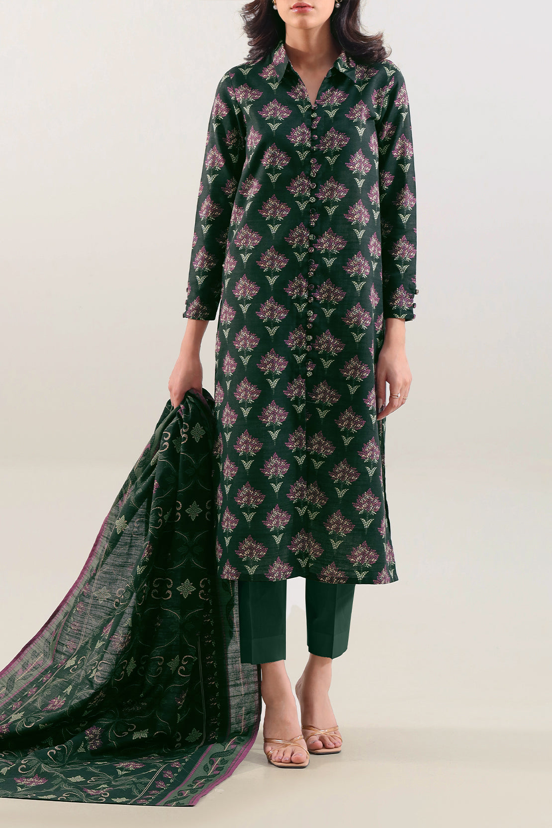 Unstitched Printed Warm Khaddar 3 Piece116760