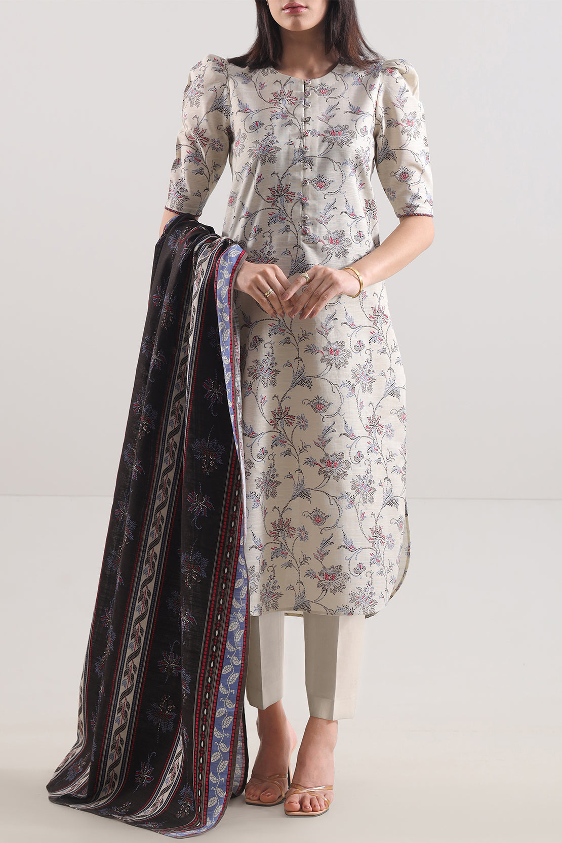 Unstitched Printed Cotton Khaddar 3 Piece114075