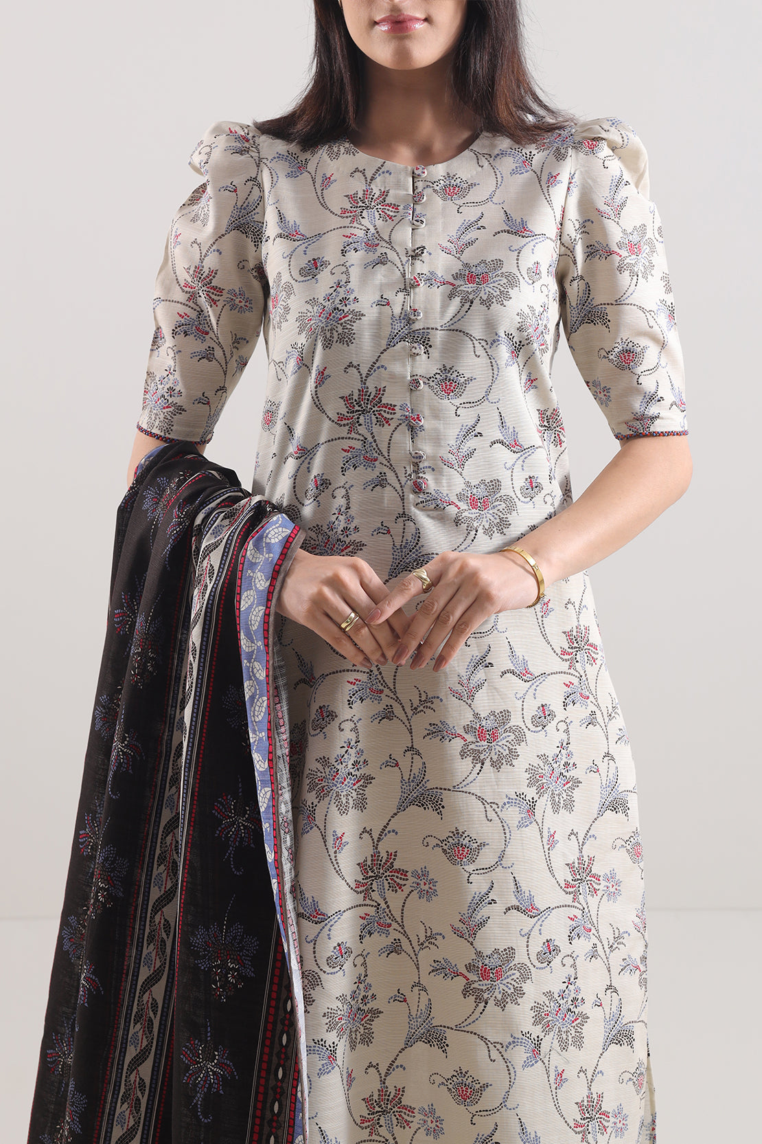 Unstitched Printed Cotton Khaddar 3 Piece114075