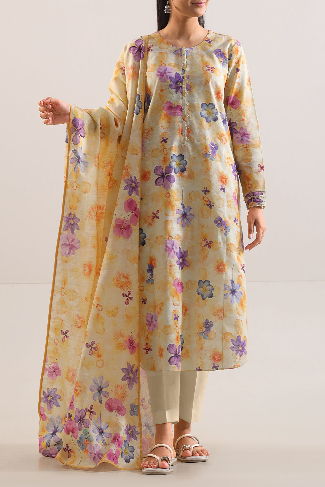 Unstitched Jacquard Khaddar 3 Piece114093