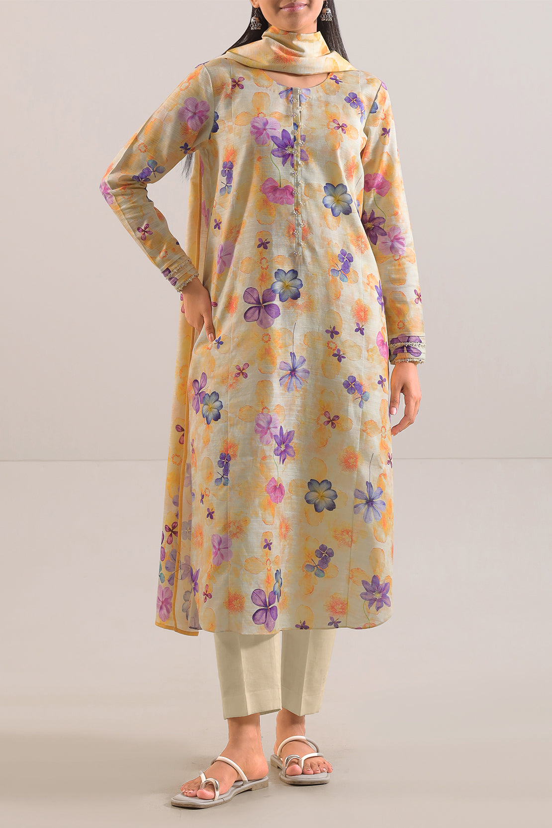 Unstitched Jacquard Khaddar 3 Piece114093