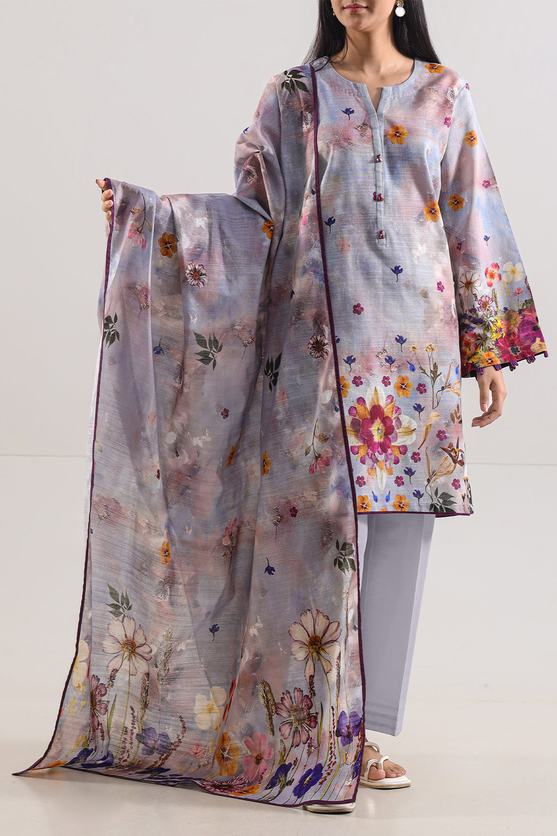 Unstitched Printed Cotton Khaddar 3 Piece114095