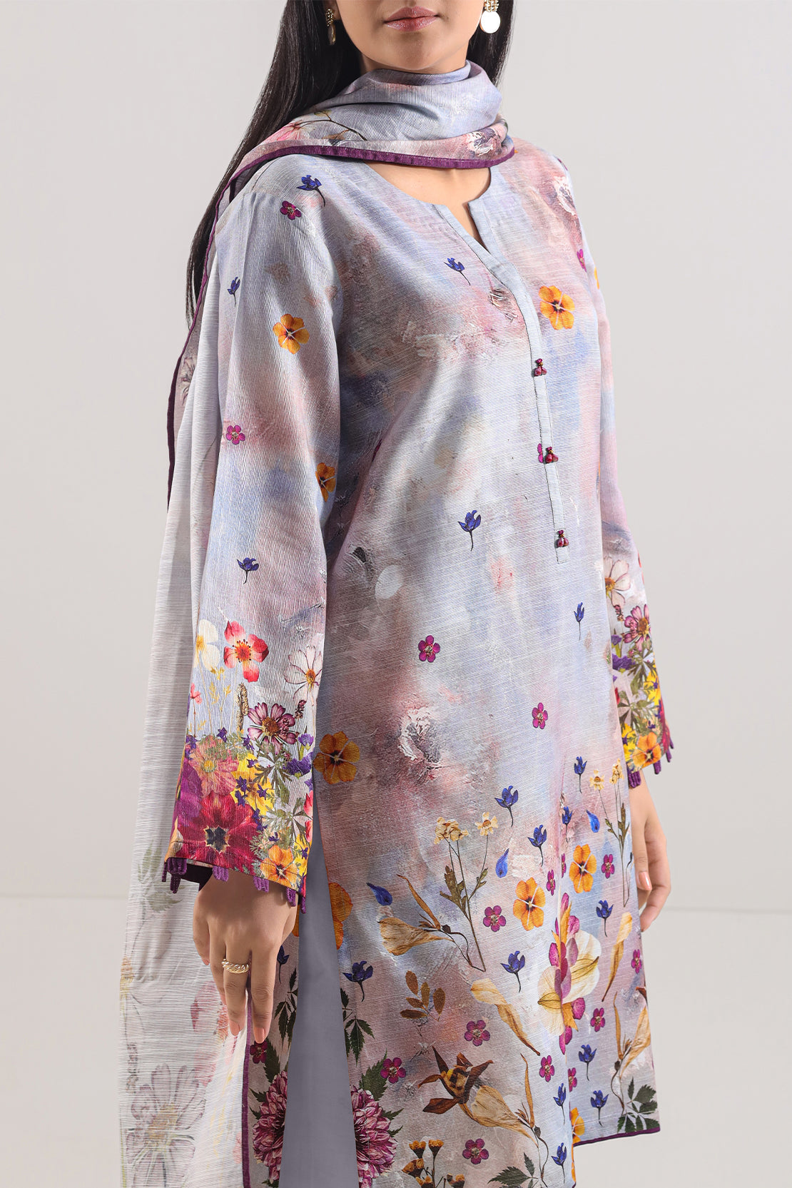 Unstitched Printed Cotton Khaddar 3 Piece114095