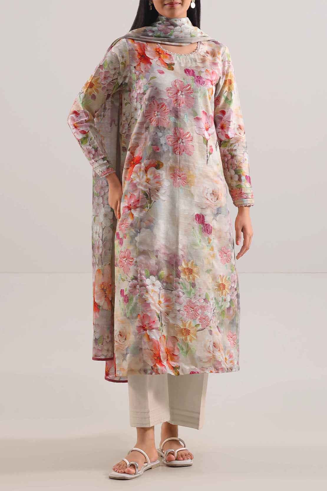 Unstitched Printed Warm Khaddar 3 Piece114083