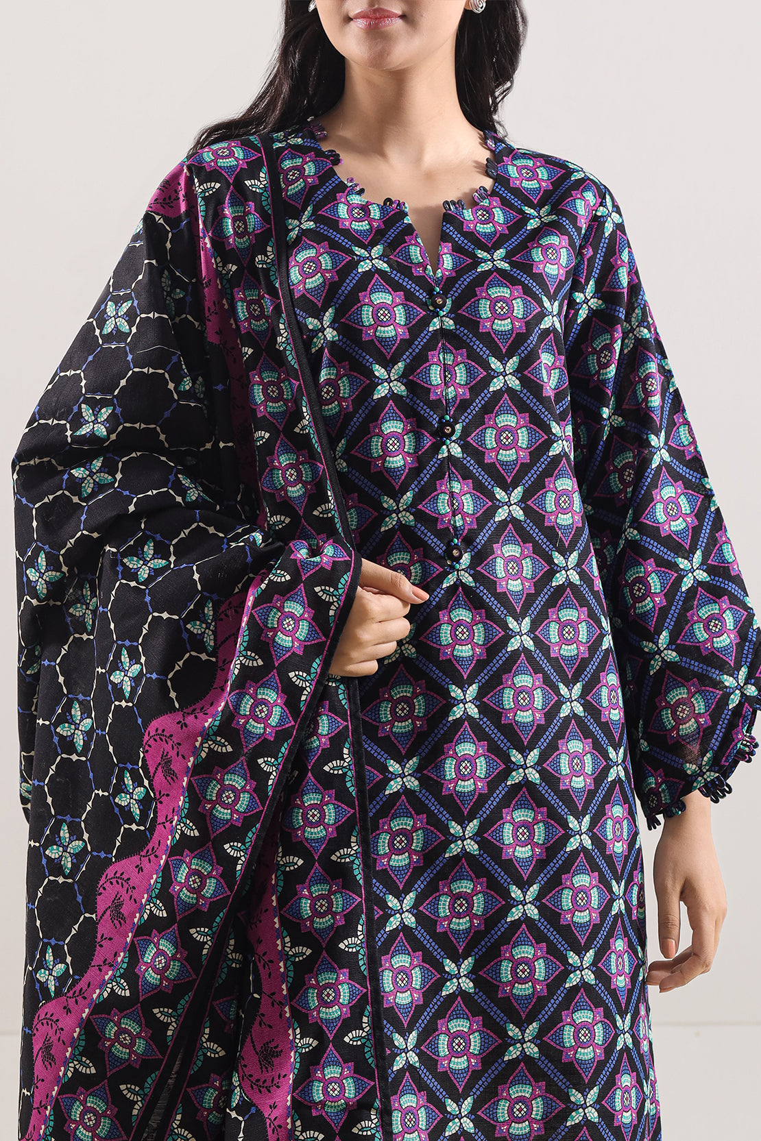 Unstitched Printed Cotton Khaddar 3 Piece114102