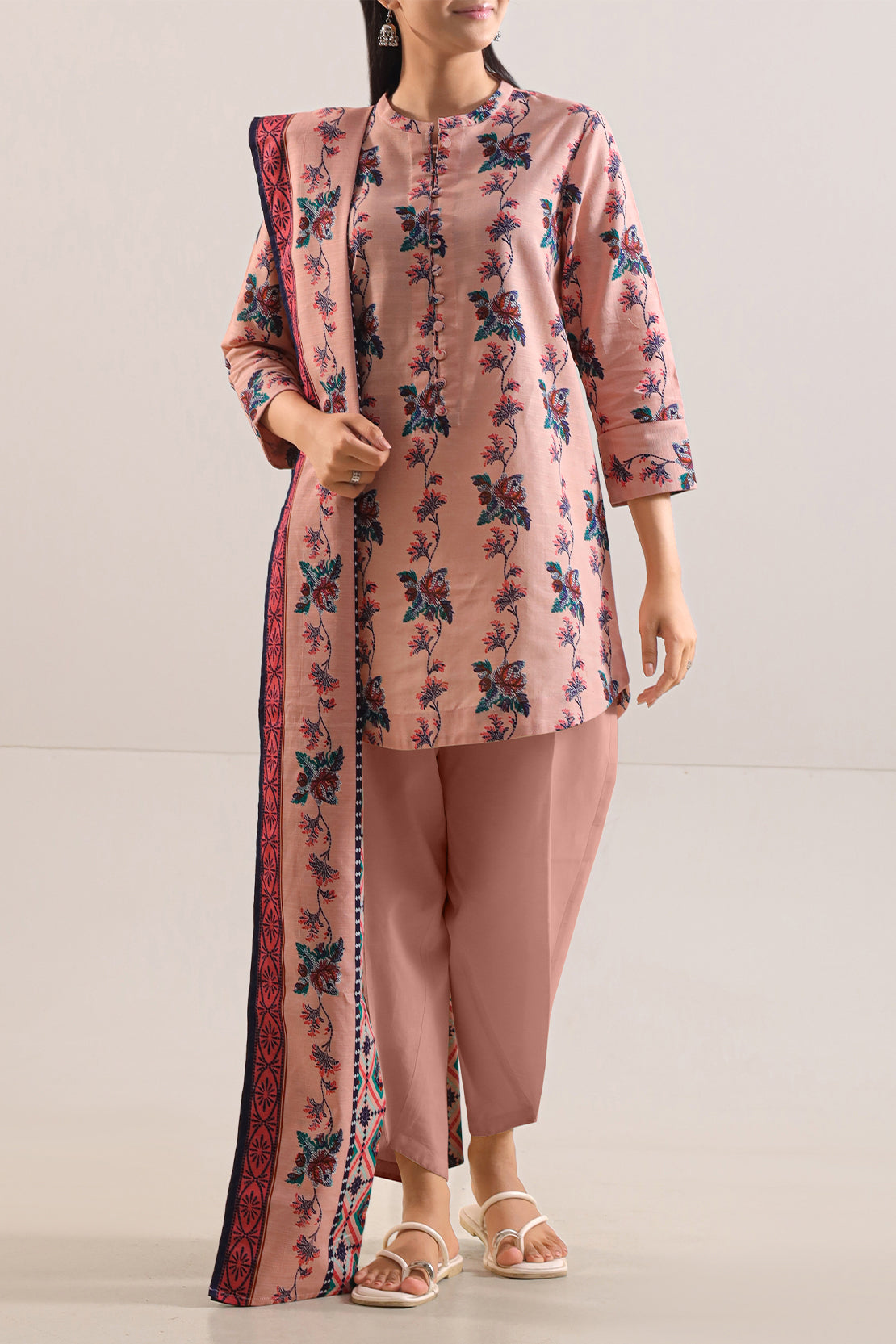 Unstitched Printed Cotton Khaddar 3 Piece114106