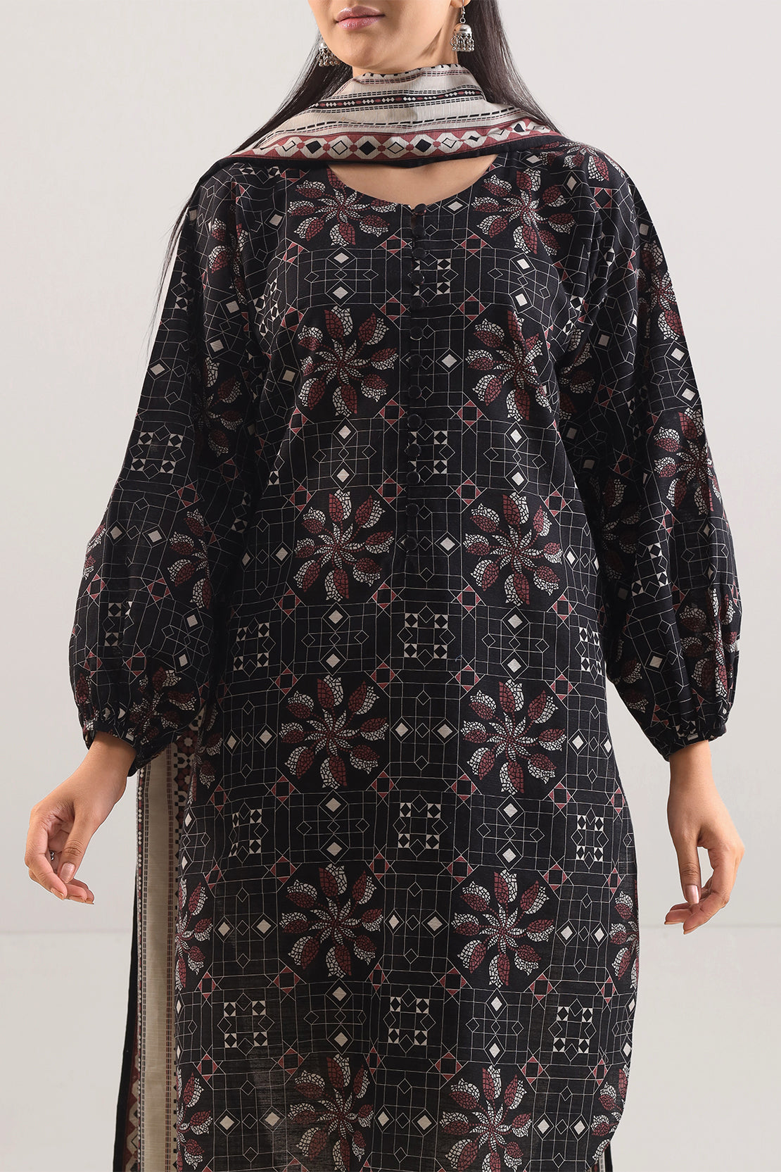 Unstitched Printed Cotton Khaddar 3 Piece117044
