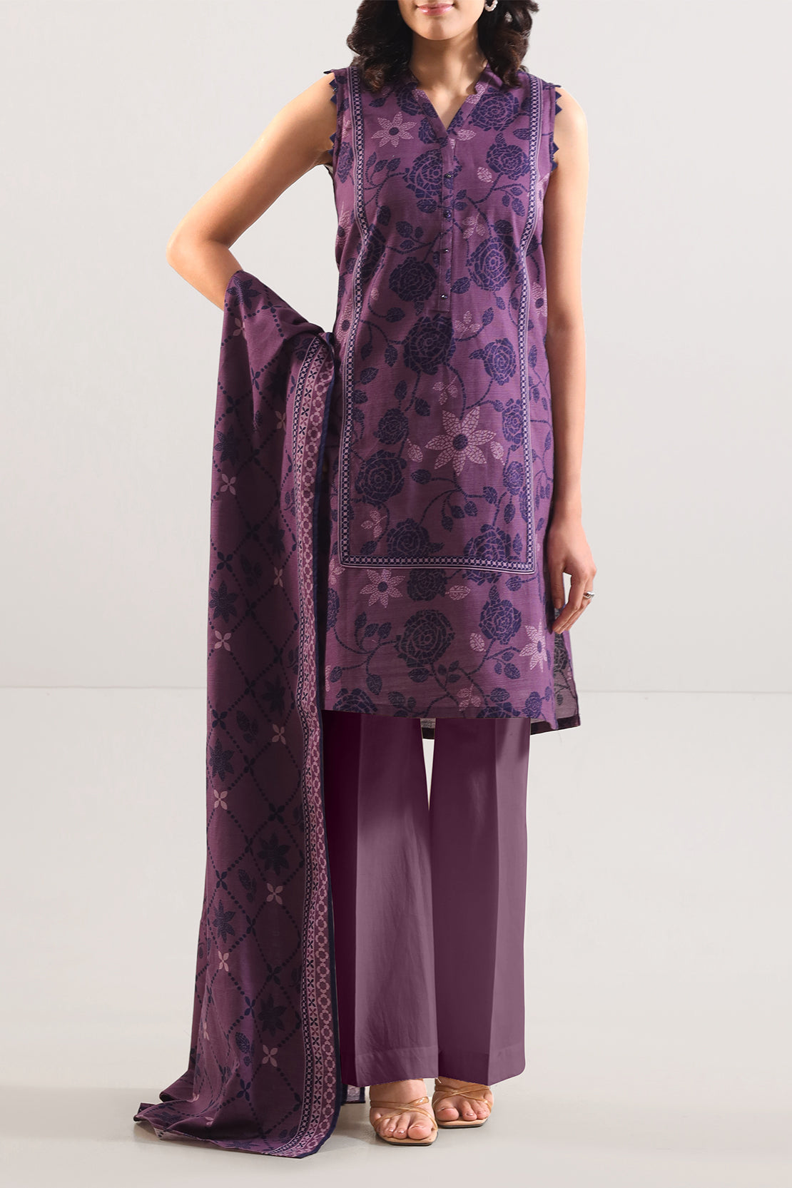 Unstitched Printed Cotton Khaddar 3 Piece117046