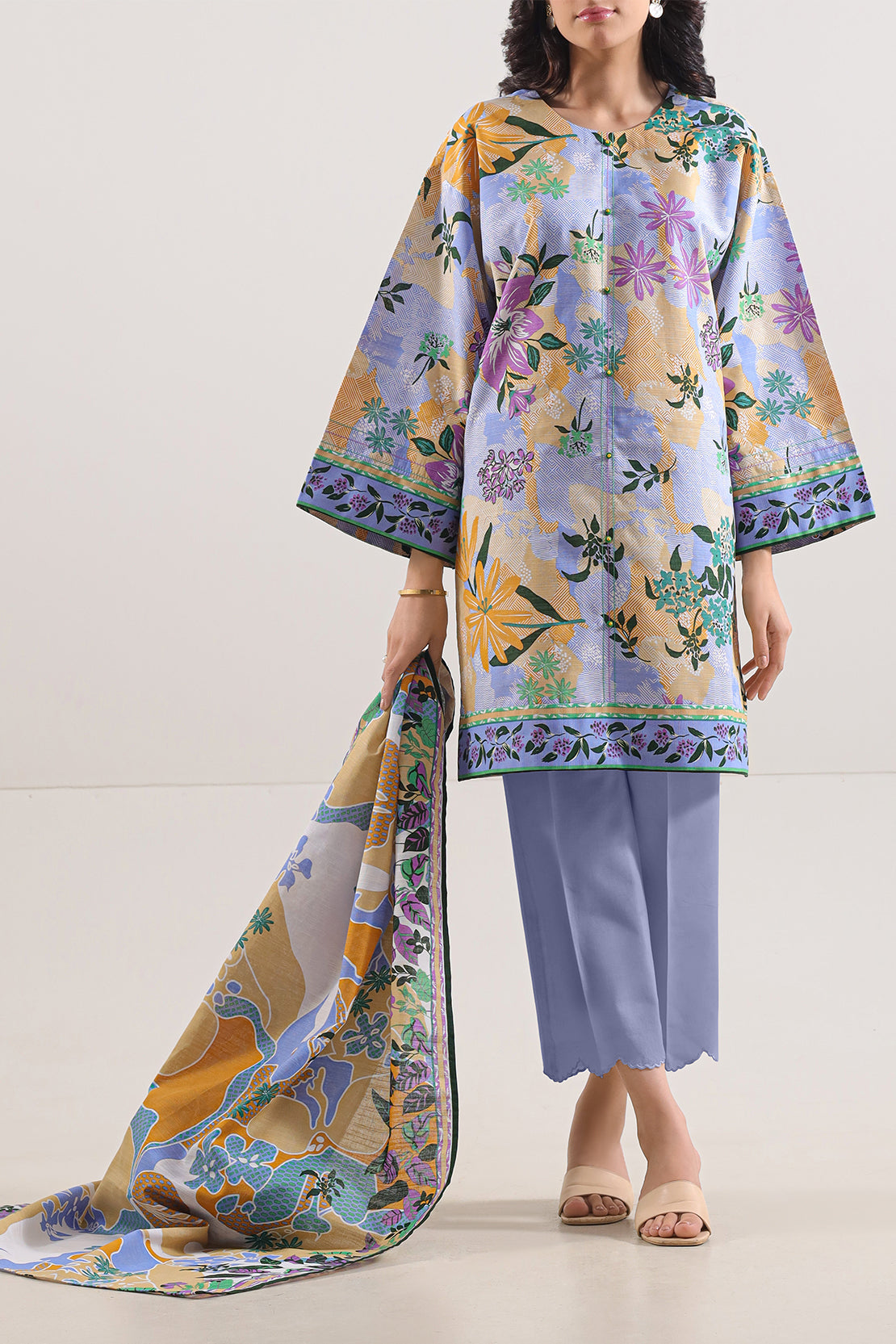 Unstitched Printed Cotton Khaddar 3 Piece117049