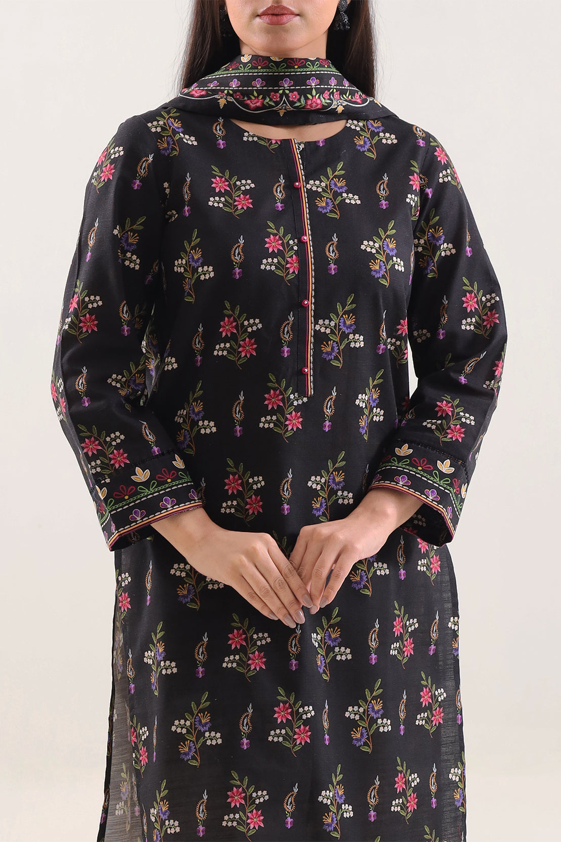 Unstitched Printed Cotton Khaddar 3 Piece125809