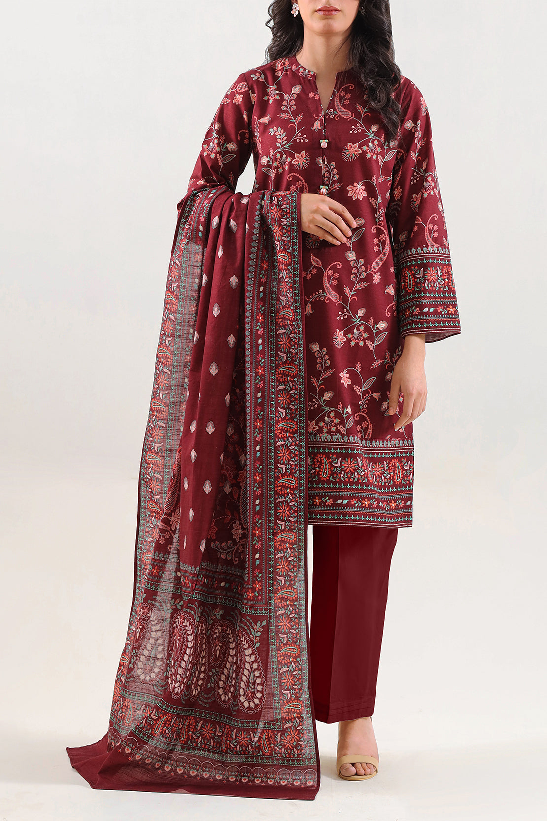 Unstitched Printed Cotton Khaddar 3 Piece125814