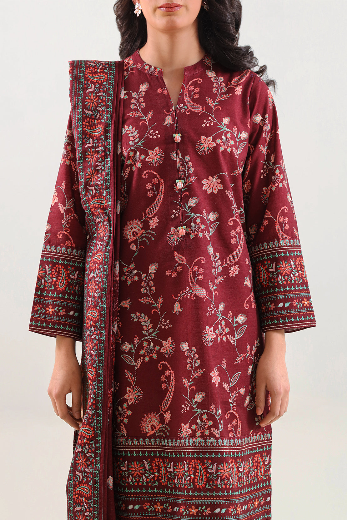 Unstitched Printed Cotton Khaddar 3 Piece125814