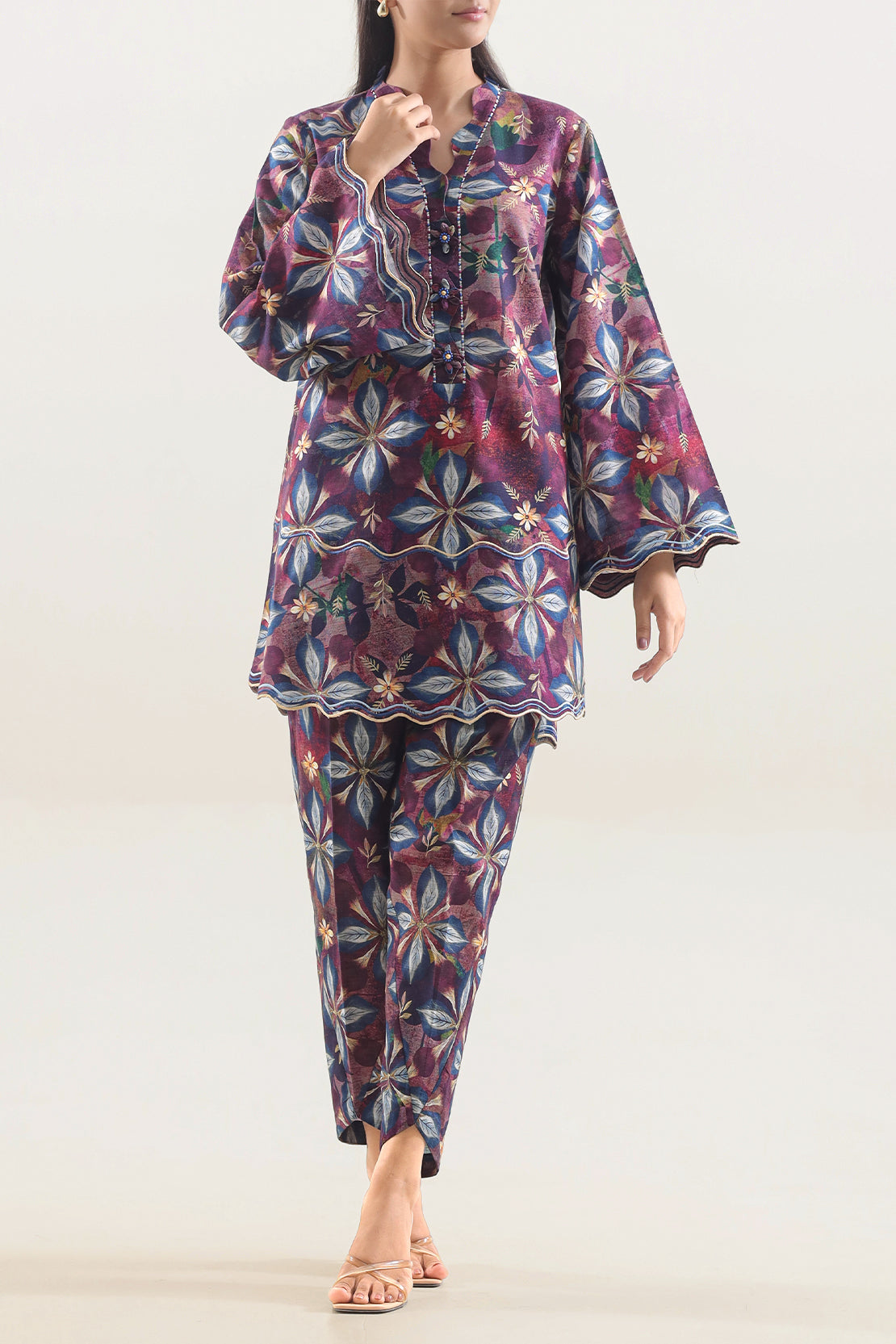 Unstitched Printed Warm Khaddar 2 Piece (Shirt/Trouser)122296