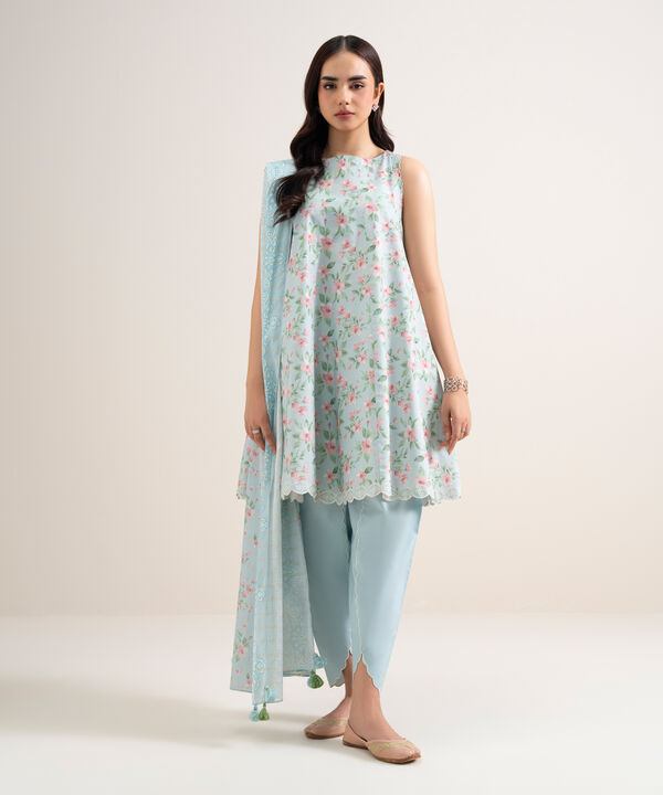 3 Piece - Printed Zari Lawn Suit