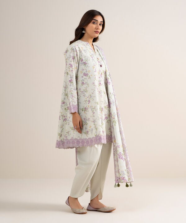 3 Piece - Printed Zari Lawn Suit