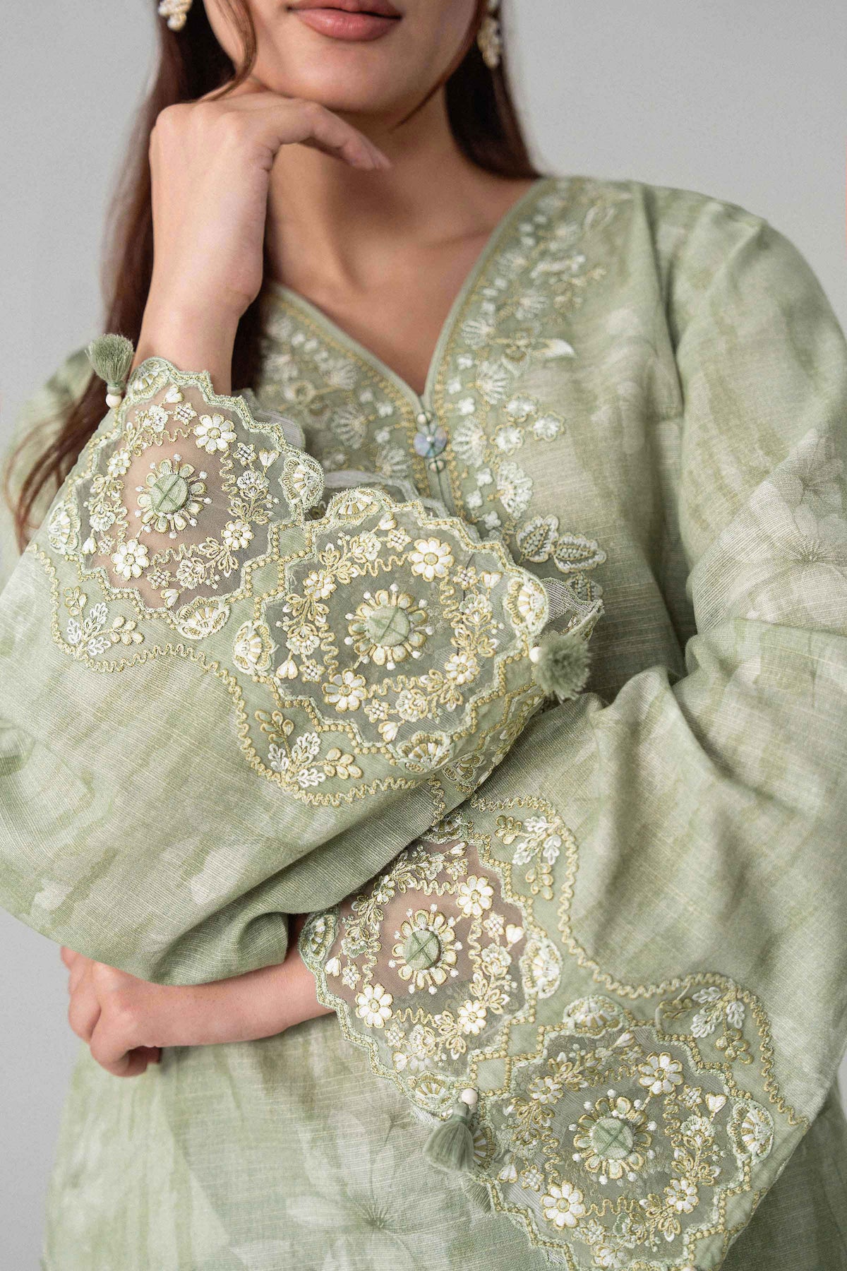 2 Piece - Printed Embroidered Suit - U2STE-NISHA26WV1-2