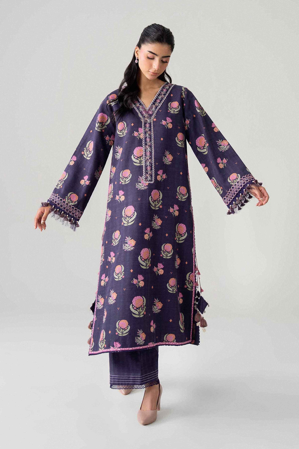 2 Piece - Printed Embroidered Suit - U2STE-NISHA26WV1-22