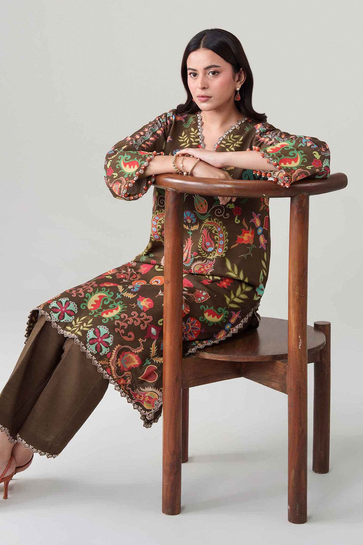 2 Piece - Digital Printed Embroidered Suit - U2STE-NISHA26WV1-33