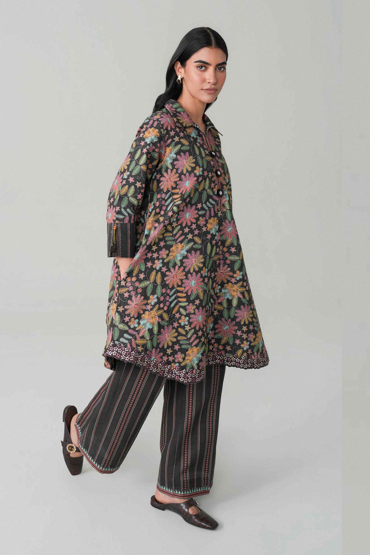 2 Piece - Printed Embroidered Suit - U2STE-NISHA26WV1-43